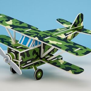3D Camouflage Biplane Puzzle